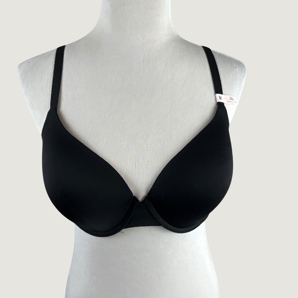 Victoria's Secret Black Lightly Lined Demi Underwire Bra 38C NEW Classic Padded